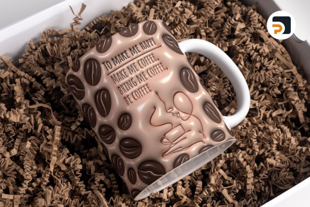 3D Coffee Inflated Mug Wrap, 11oz & 15oz