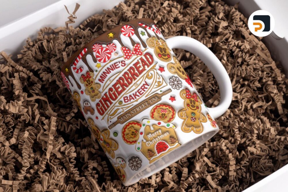 3D Inflated Gingerbread Bakery Coffee Mug Wrap, 11oz & 15oz