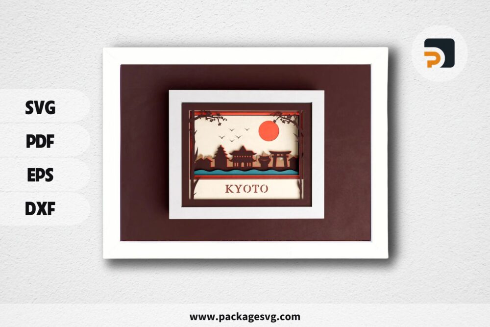 3D Kyoto Skyline Shadow Box