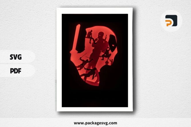 Deadpool DIY Paper Cut Light Box Shadowbox, Superhero DIY Light Box Templates