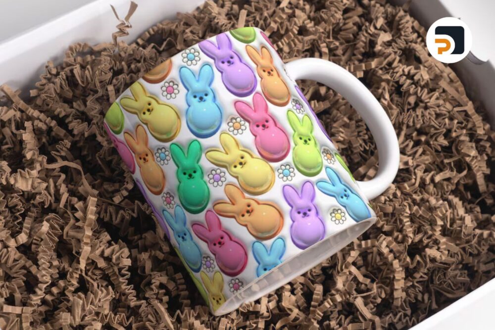 Easter 3D Inflated Bunny Design for Mug Wrap Sublimation Design 11oz & 15oz