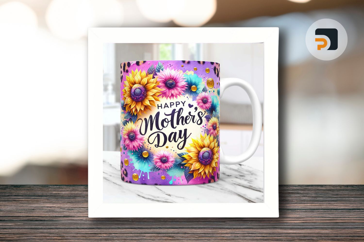 Happy Mother's Day Mug Wrap Sublimation Designs Sunflowers Mug PNG 15oz 11oz