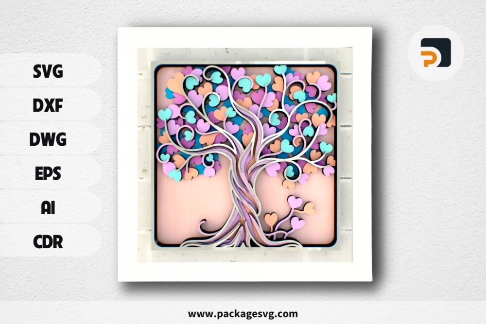 Love Hearts Tree 3D Mandala SVG files