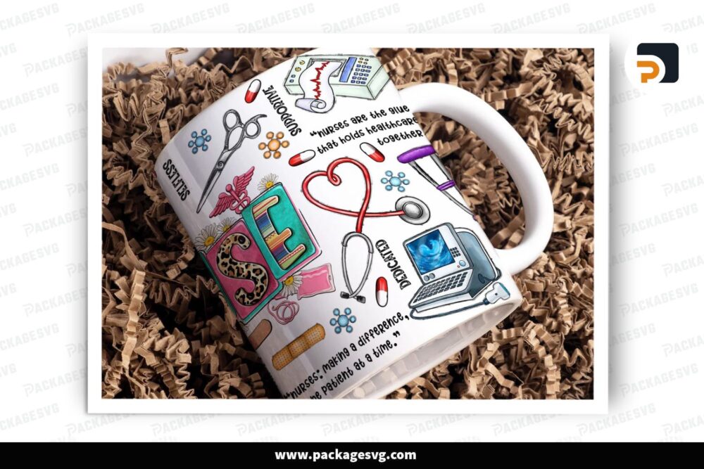 Nurse Mug Sublimation design, Nurse Life 11 oz & 15oz mug wrap