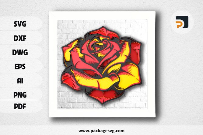 Rose 3D Multilayer Svg