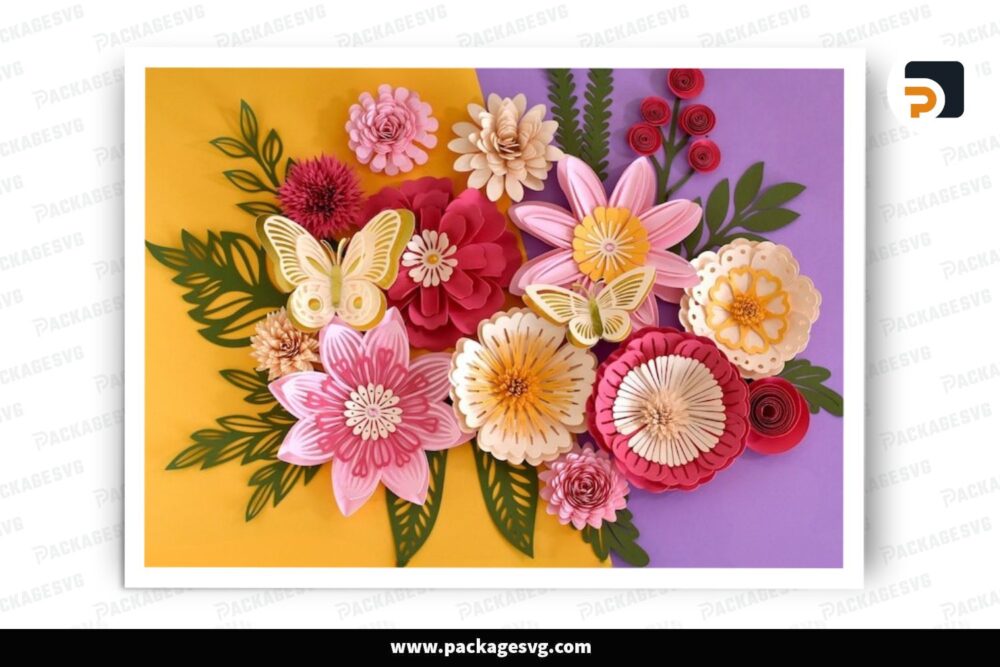 Unique Whimsical 3D Paper Flower SVG bundle