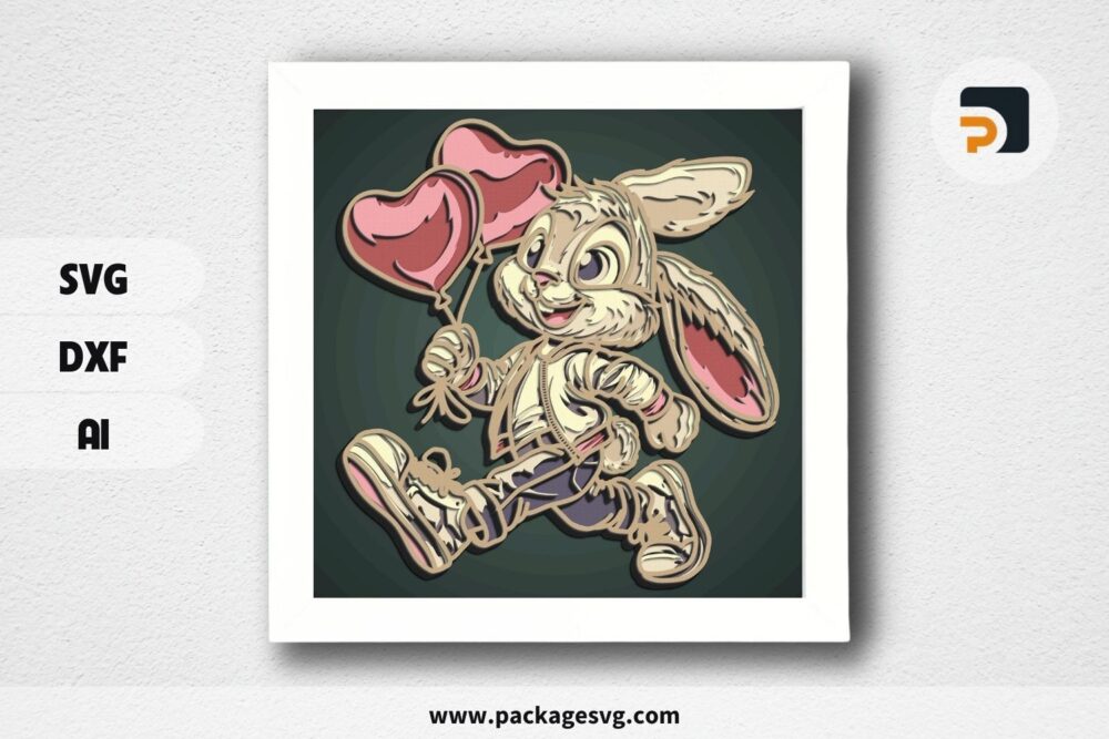 Bunny Multilayer SVG, Bunny 3D mandala, Bunny paper cut, Plywood cut 3D mandala