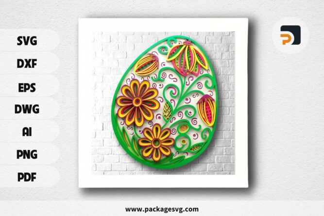 Easter Egg 3D Mandala SVG File, Floral Multilayer Laser Cut Files