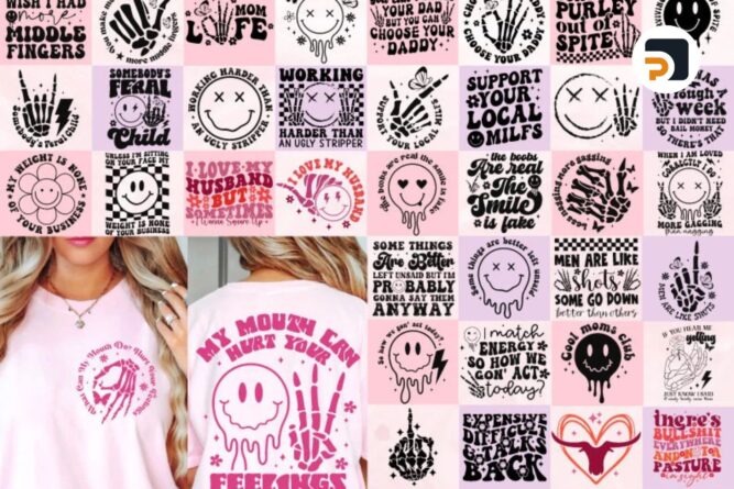 22 Sarcastic Shirt SVG Bundle, Retro Humor SVG & PNG Clipart for Adults