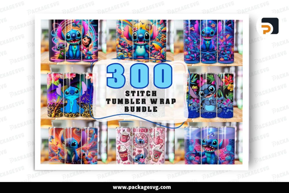 300 Stitch Tumbler Wrap Designs Bundle, 20 oz PNG Sublimation Wraps, Lilo & Stitch Tumbler Designs