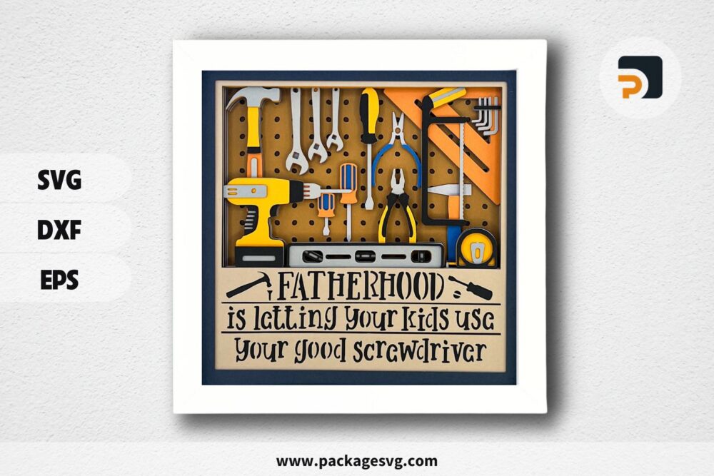 3D Fatherhood Shadow Box SVG, Shadow Box SVG for cricut & silhouette