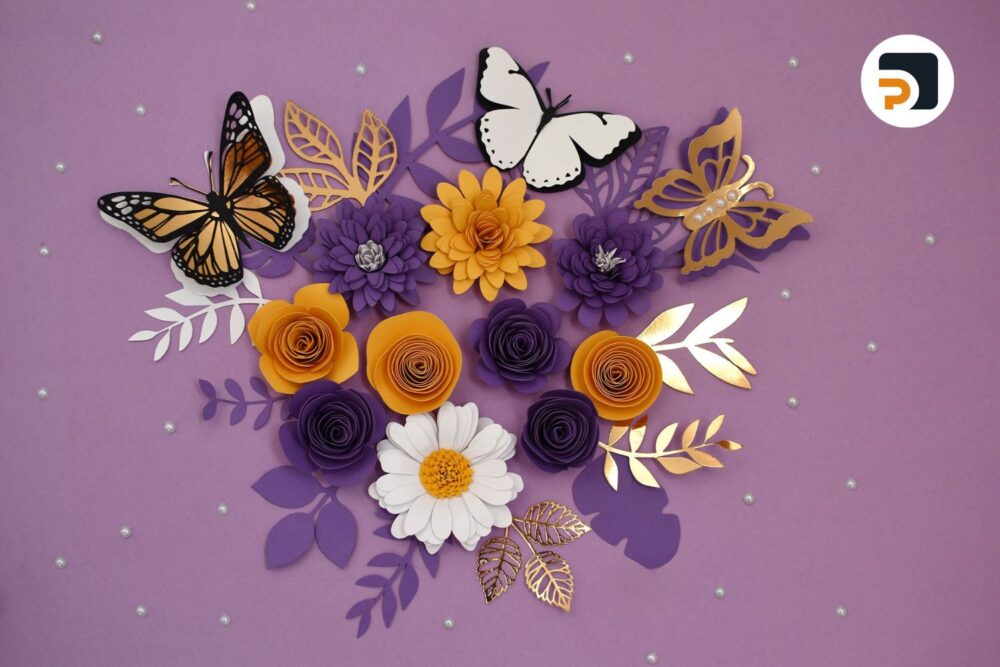 3D Rolled Flower SVG & Butterfly Bundle, Paper Flower Templates for Cricut Crafts