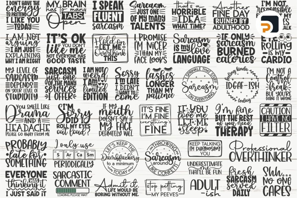 40 Funny & Sarcastic Quotes SVG Bundle, Sassy SVG Cut Files for Cricut