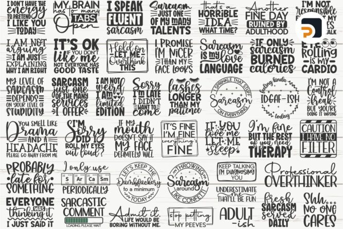 40 Funny & Sarcastic Quotes SVG Bundle, Sassy SVG Cut Files for Cricut
