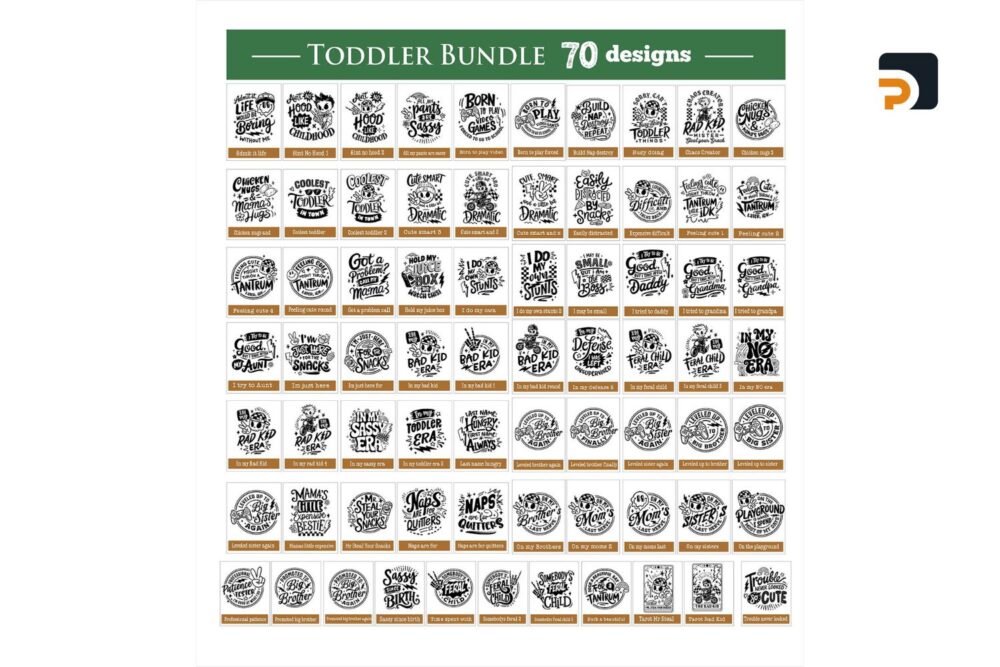 70 Toddler Bundle SVG Designs, Rad Kid, Kid Era, Kids Quotes for Cricut & Silhouette