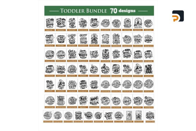 70 Toddler Bundle SVG Designs, Rad Kid, Kid Era, Kids Quotes for Cricut & Silhouette