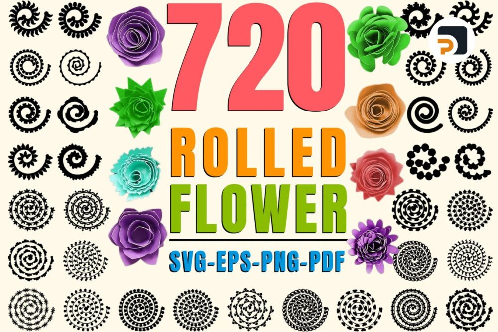 720 Rolled Flower SVG, 3D Flower for Cricut & Silhouette