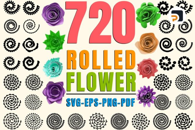 720 Rolled Flower SVG, 3D Flower for Cricut & Silhouette