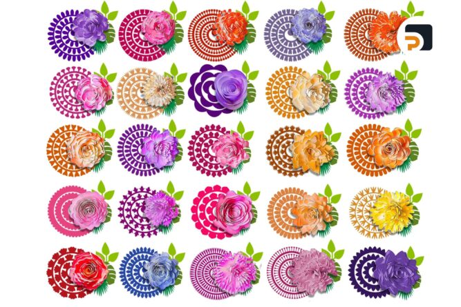 82 Rolled Flower SVG Bundle, 3D Paper Flowers for Cricut & Silhouette
