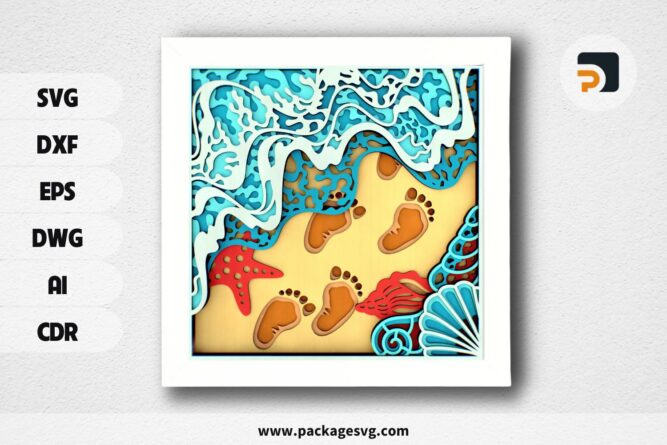 Baby Footprints in the Sand SVG, Cut Files for Cricut, Silhouette, Laser & CNC
