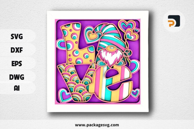 Dwarf in Love 3D Mandala SVG, New Year Layered Papercut File for Cricut & CNC
