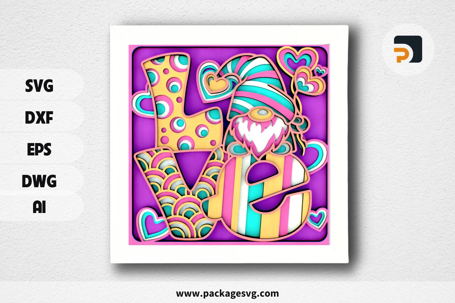Dwarf in Love 3D Mandala SVG, New Year Layered Papercut File for Cricut & CNC