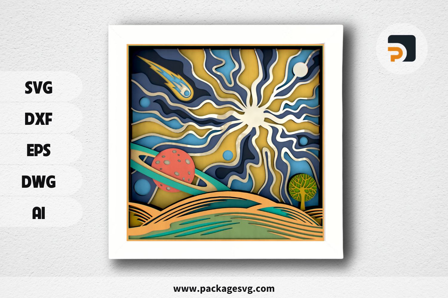 Galaxy Nebula 3D Mandala SVG, Layered Laser Cut Files for CNC, Cricut & Glowforge