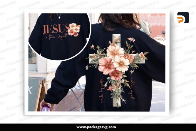 Jesus is the Light Png, Floral Christian Shirt Png