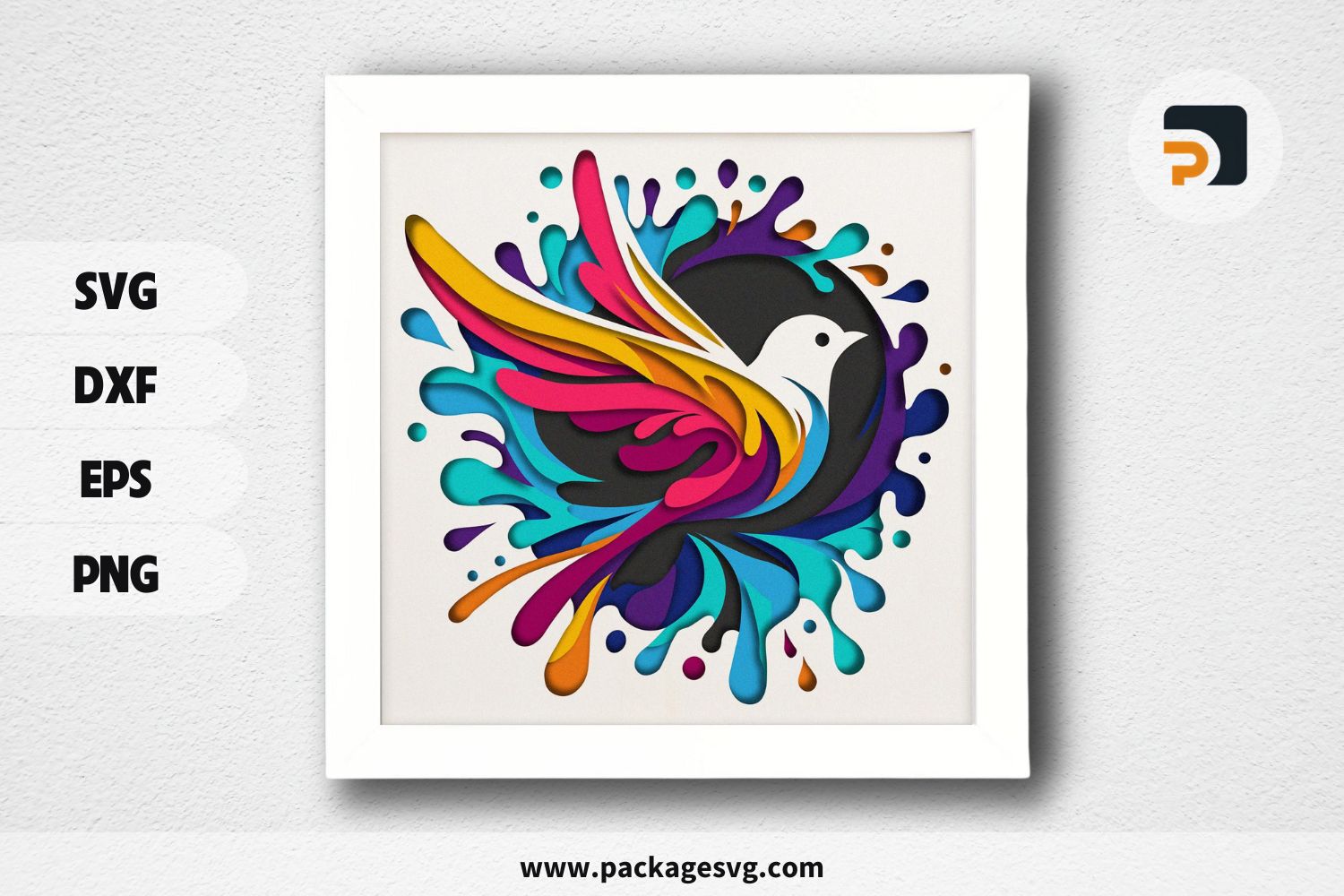 Layered Sparrow Bird 3D SVG, Shadow Box Template, Paper Cut Design for Cricut & Silhouette