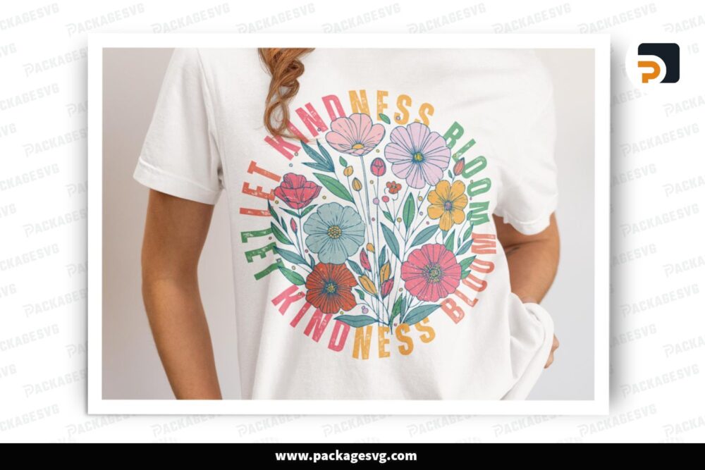 Let Kindness Bloom PNG, Boho Floral Design for Sublimation and DTF Printing