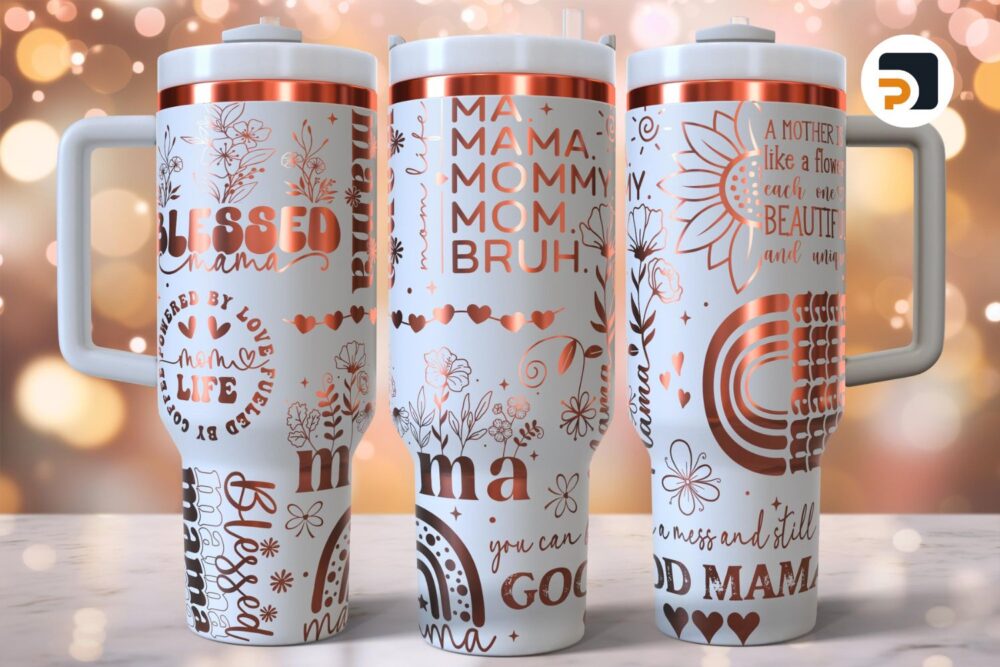 Mama Mom 40oz Tumbler Laser Engraved Wrap, Mother's Day SVG