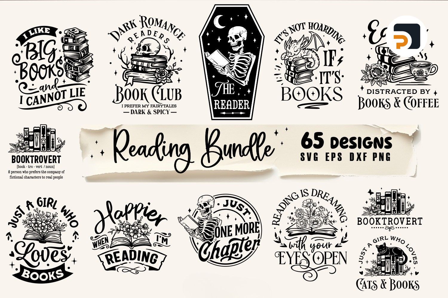 Reading SVG Bundle, 65 Book Lover Designs, Floral Books, Book Dragon, and More
