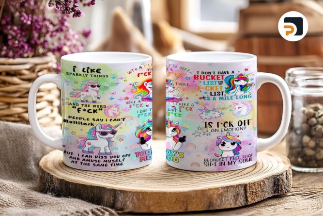 Sarcastic Mug Wrap PNG, Funny Unicorn Sublimation Design for 11oz & 15oz Mugs