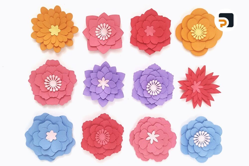 Small Paper Flower SVG Templates for DIY Crafts, Compatible with Cricut & Silhouette