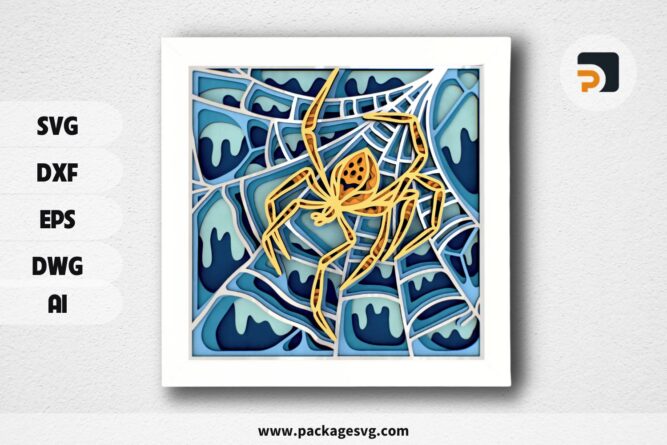 Spider 3D Mandala SVG, Halloween Pumpkin Papercut File for Cricut & CNC