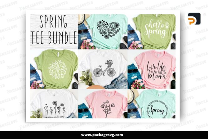 Spring Shirt SVG Bundle, Floral SVG for Cricut Crafts