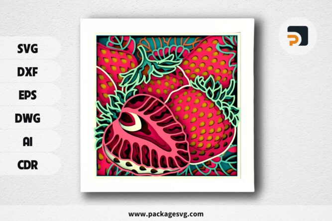 Strawberry Decor 3D Mandala SVG Files, Laser & Cricut Cutting Files