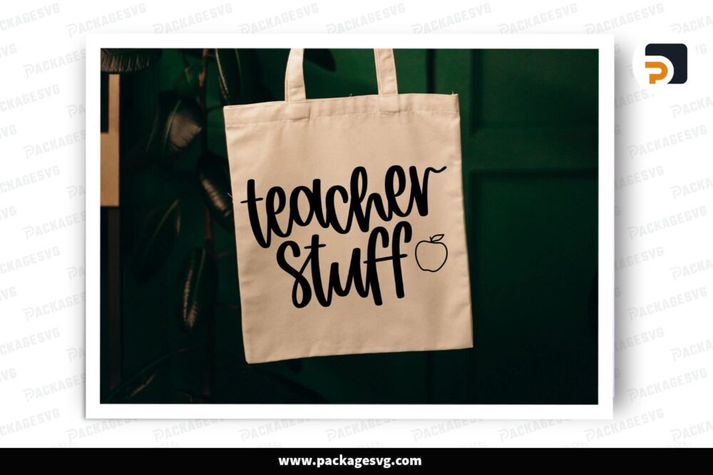 Teacher Stuff SVG, Hand Lettered Tote Bag & Back to School Designs