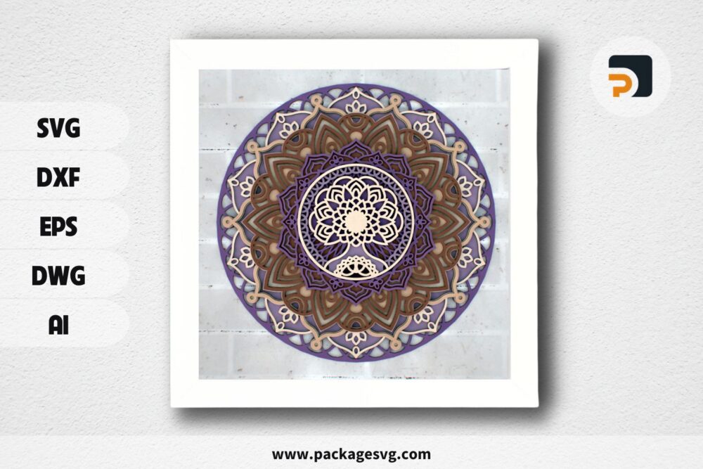 Tree of Life 3D Mandala SVG Files, Multilayer Laser Cutting Templates for CNC Router
