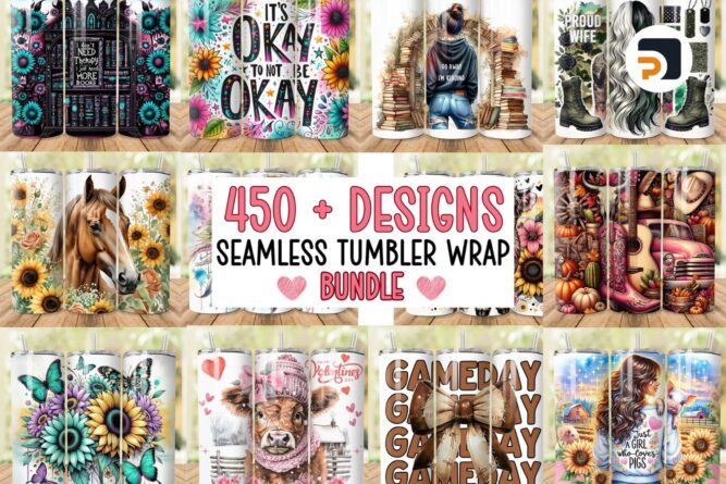 Variety Tumbler Wrap PNG Bundle, 20oz Sublimation Designs, Halloween & Christmas Watercolor Pack