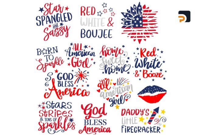 13 4th of July SVG Bundle, Patriotic USA Flag & Independence Day Shirt Cut Files for Cricut