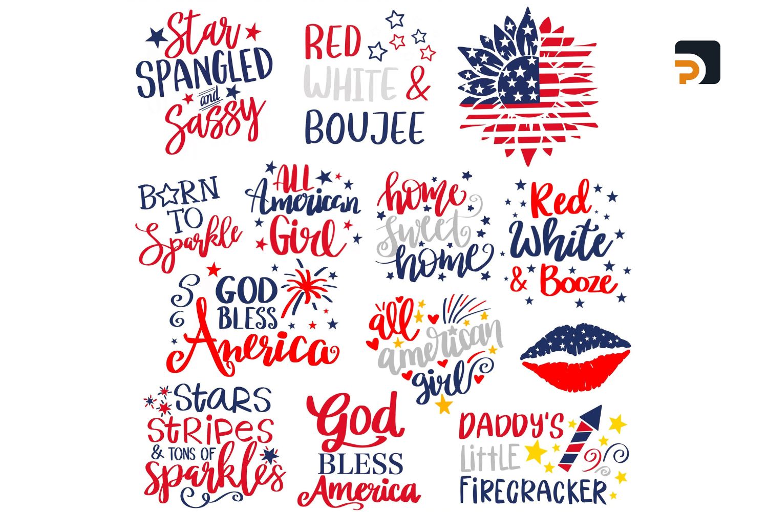 13 4th of July SVG Bundle, Patriotic USA Flag & Independence Day Shirt Cut Files for Cricut