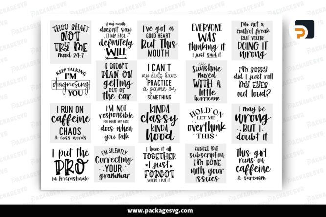 20 Sarcastic Tumbler Pot SVG Bundle, Funny Sarcasm Sayings