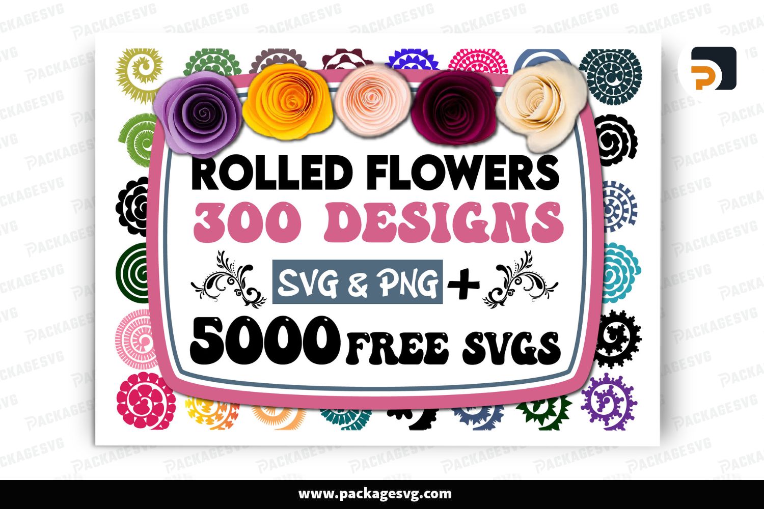 224 Rolled Flower SVG Bundle, 3D Flower Templates & Paper Flower Cut Files for Cricut, 5000+ Free Silhouette SVGs Included