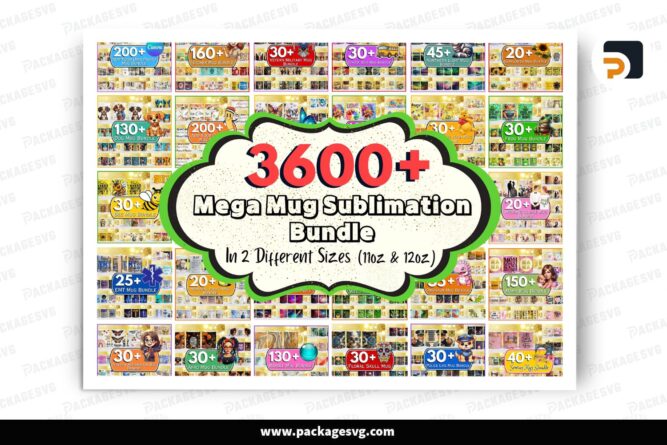 3500+ Mega Mug Wrap Bundle, Sublimation Designs for 11oz & 15oz Mugs