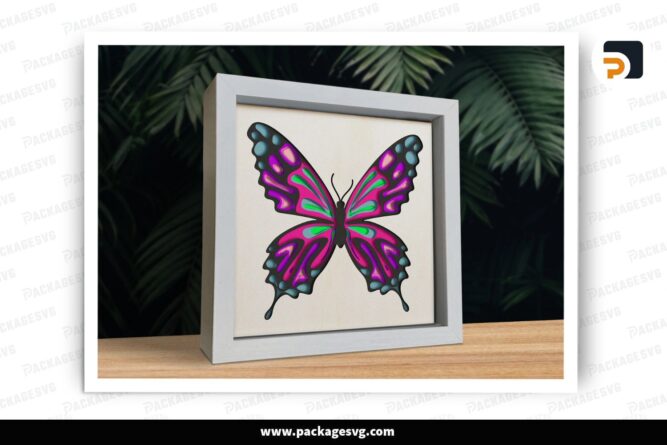 3D Butterfly Shadow Box SVG, Layered SVG Files for Cricut, Silhouette & CNC Cutting
