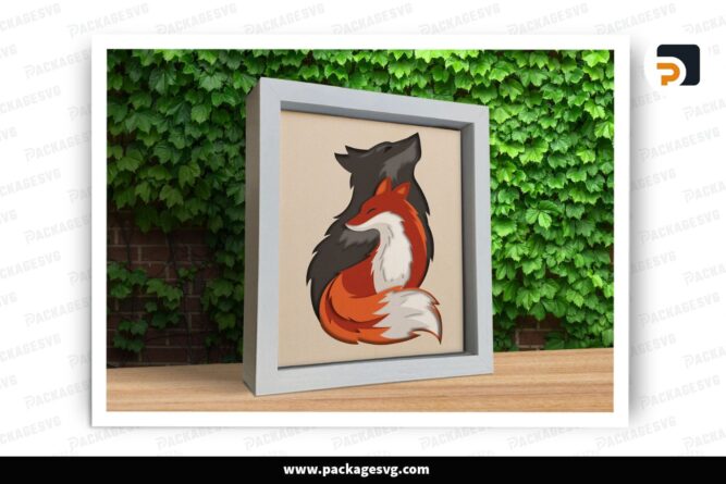 3D Fox and Wolf Shadow Box SVG, Layered Paper Cut Files for Cricut & Laser Cutting