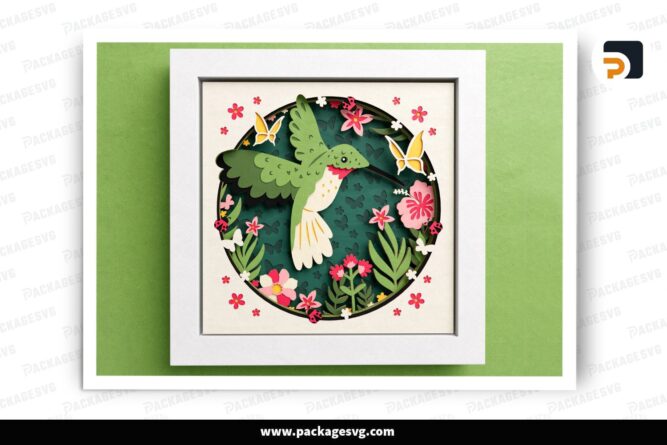 3D Hummingbird & Ladybug Shadow Box SVG, Animal SVG Files for Cricut