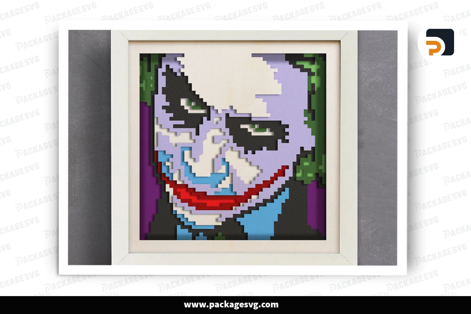 3D Joker Face Shadow Box SVG, Multilayer Papercraft Cut Files for Cricut Projects