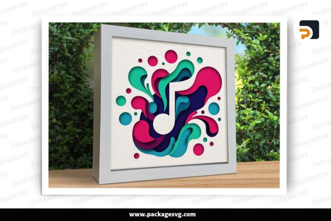 3D Musical Note Layered Shadow Box SVG, Paper Cut Template for Cricut, Silhouette, Laser Cut